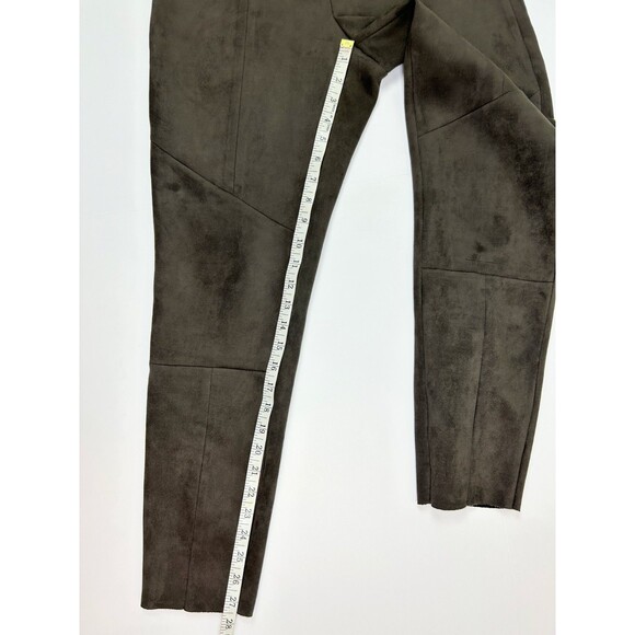 Zara Basic Micro Suede Skinny Pants Leggings Taupe Brown Stretch Equestrian sz L - Picture 5 of 13